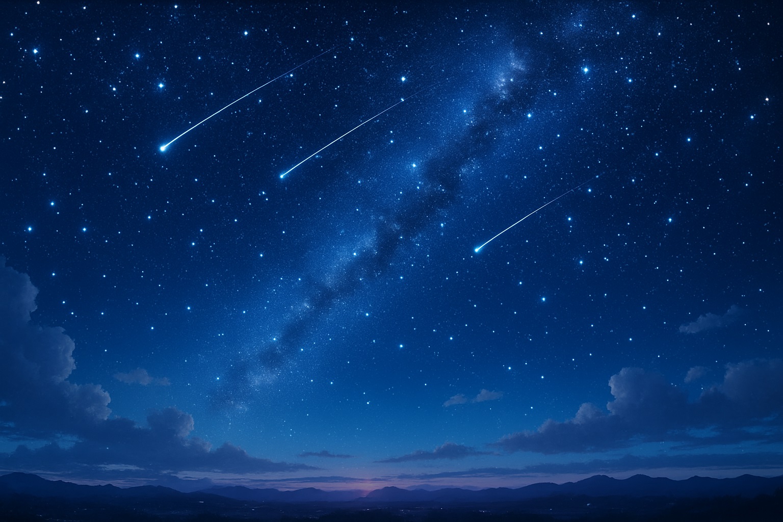 満天の星空と流れ星のイラスト