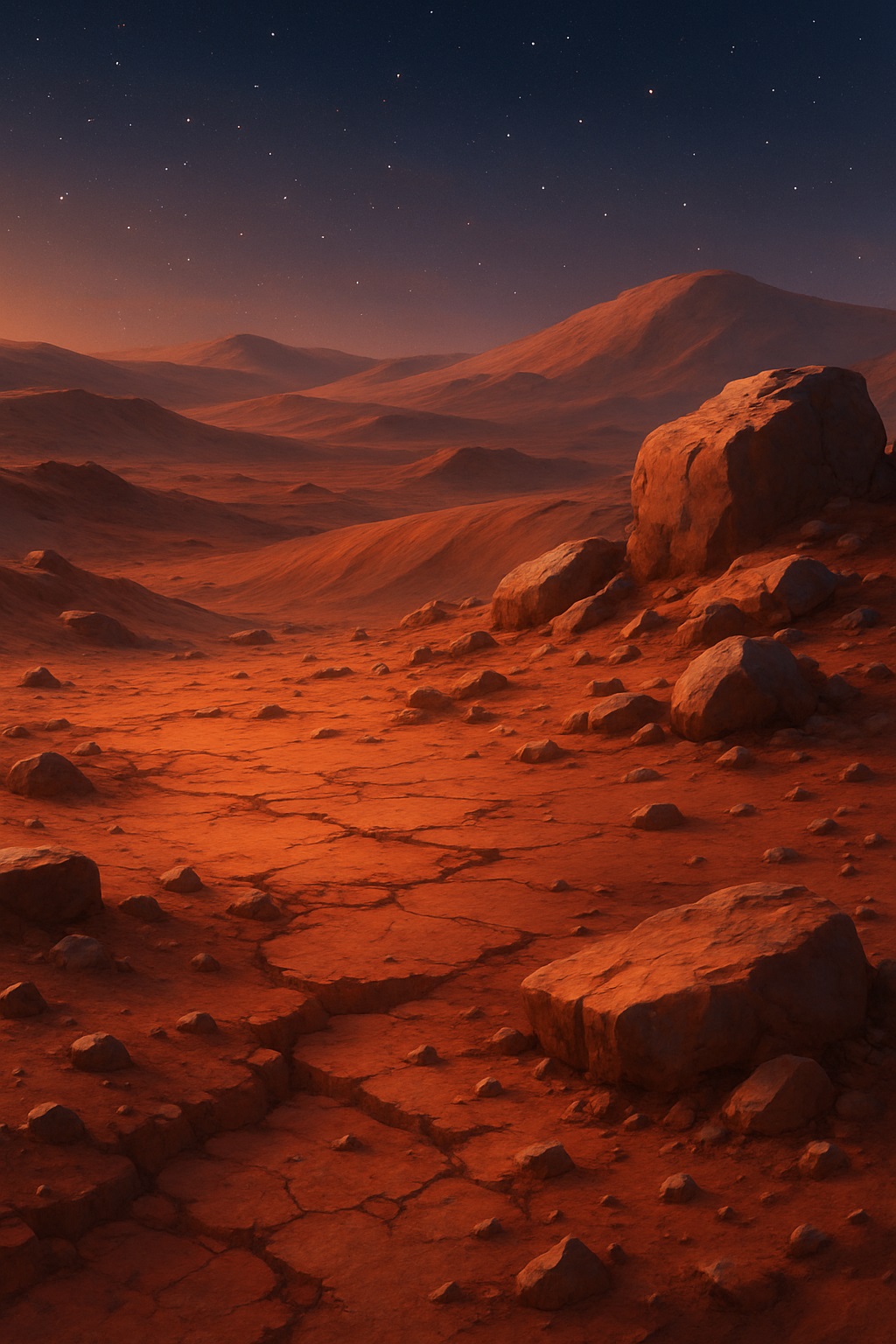 火星の表面のクローズアップ画像