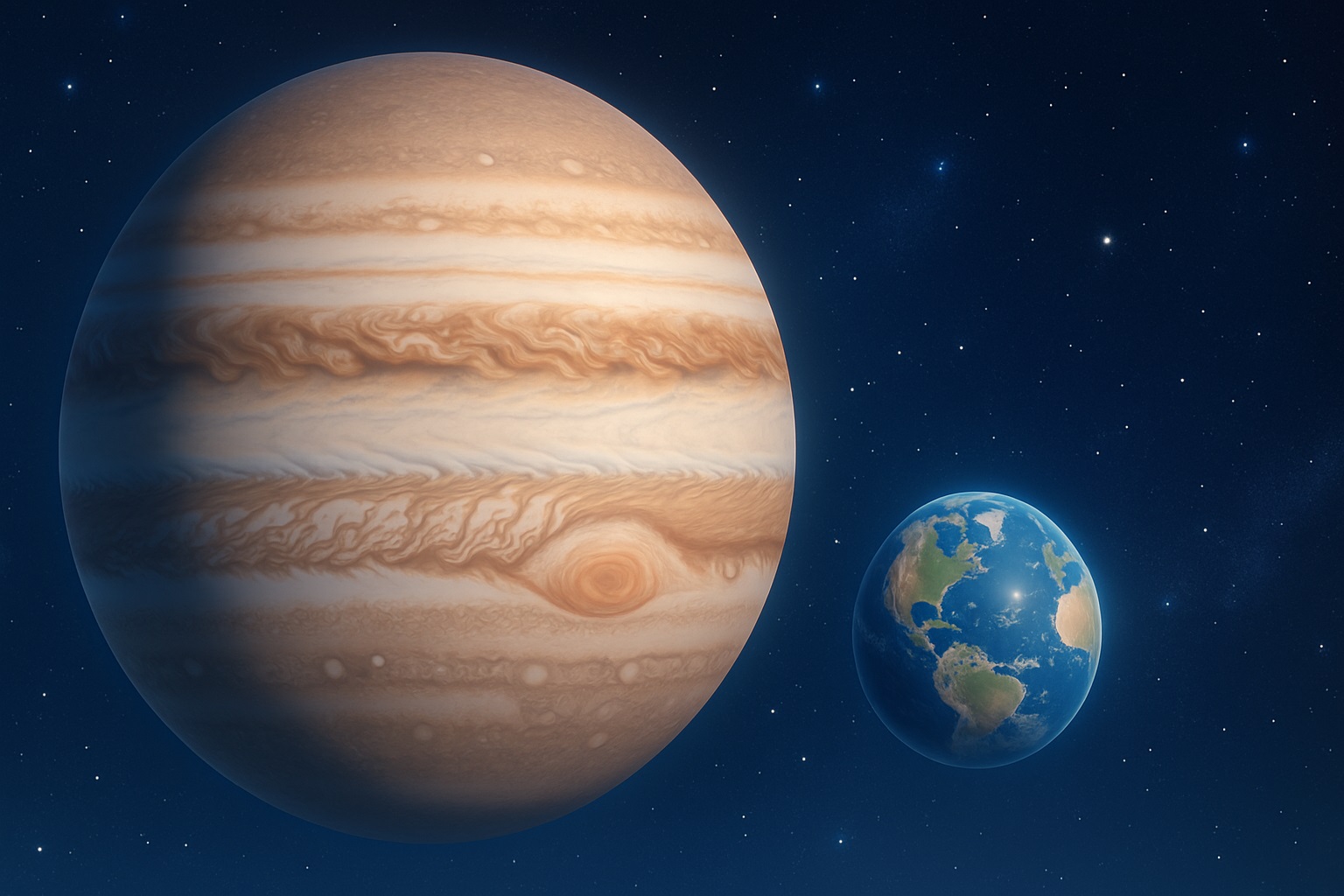 木星の全体像とサイズ比較