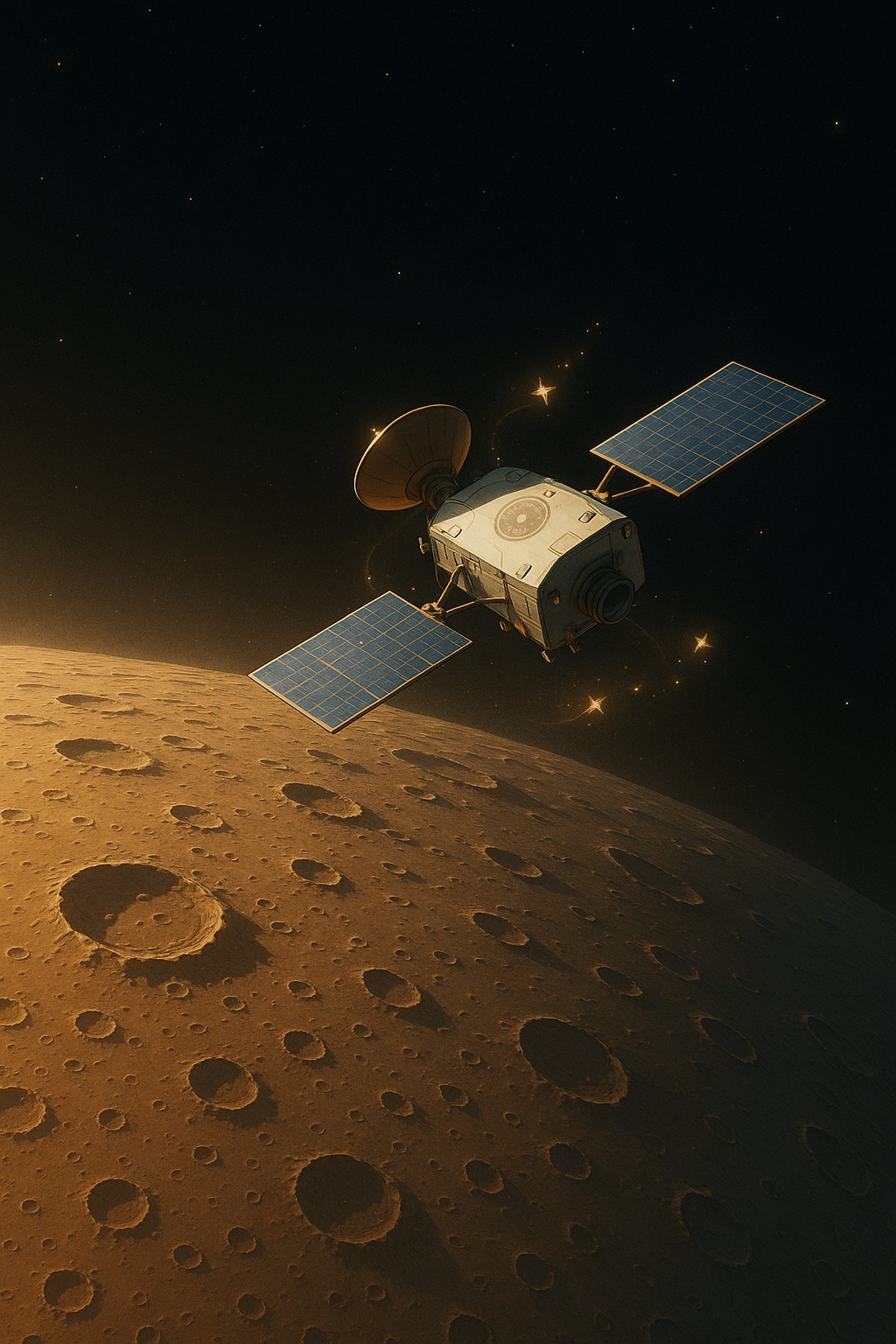 メッセンジャー探査機が水星を周回するイメージ