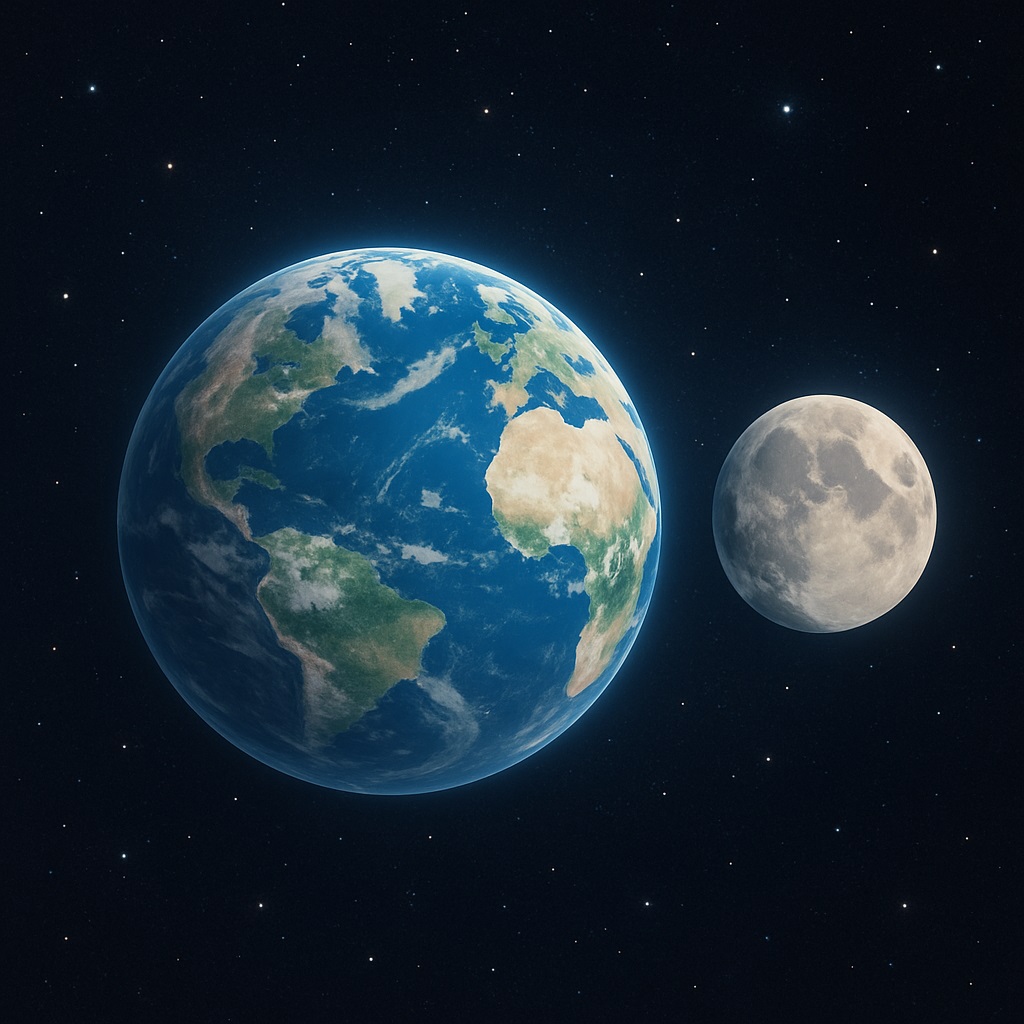 地球と月が一緒に写る宇宙空間のイメージ