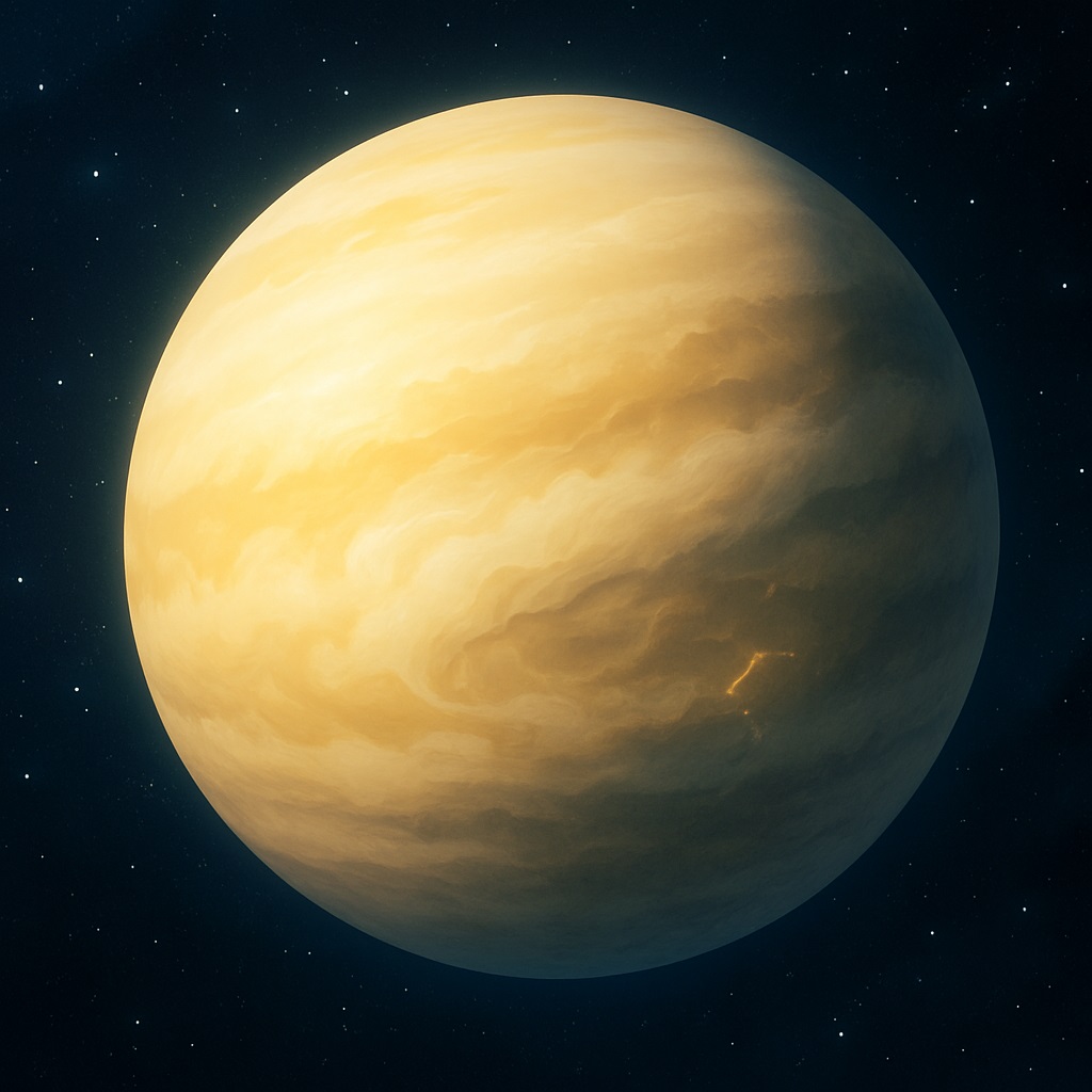 金星のイメージ、厚い雲に覆われている