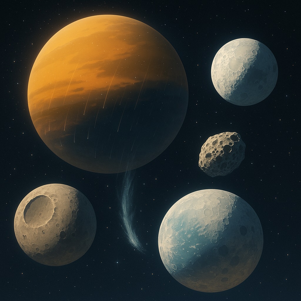 土星の主要な衛星のイメージ