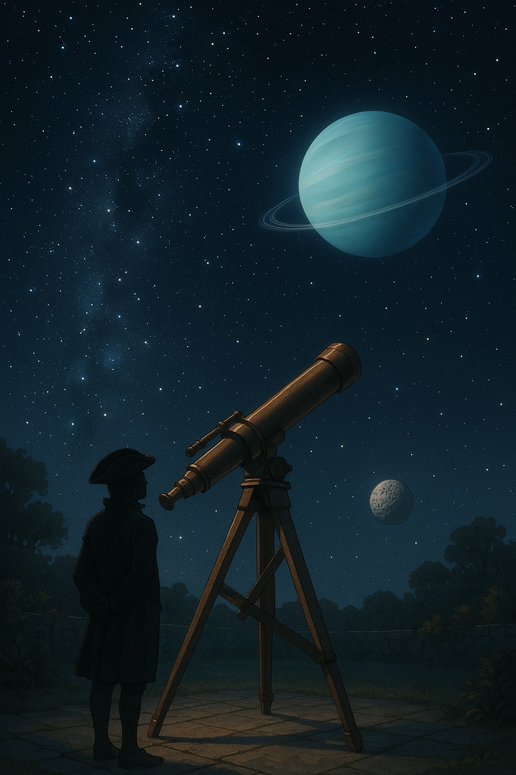 望遠鏡と星空のイメージ