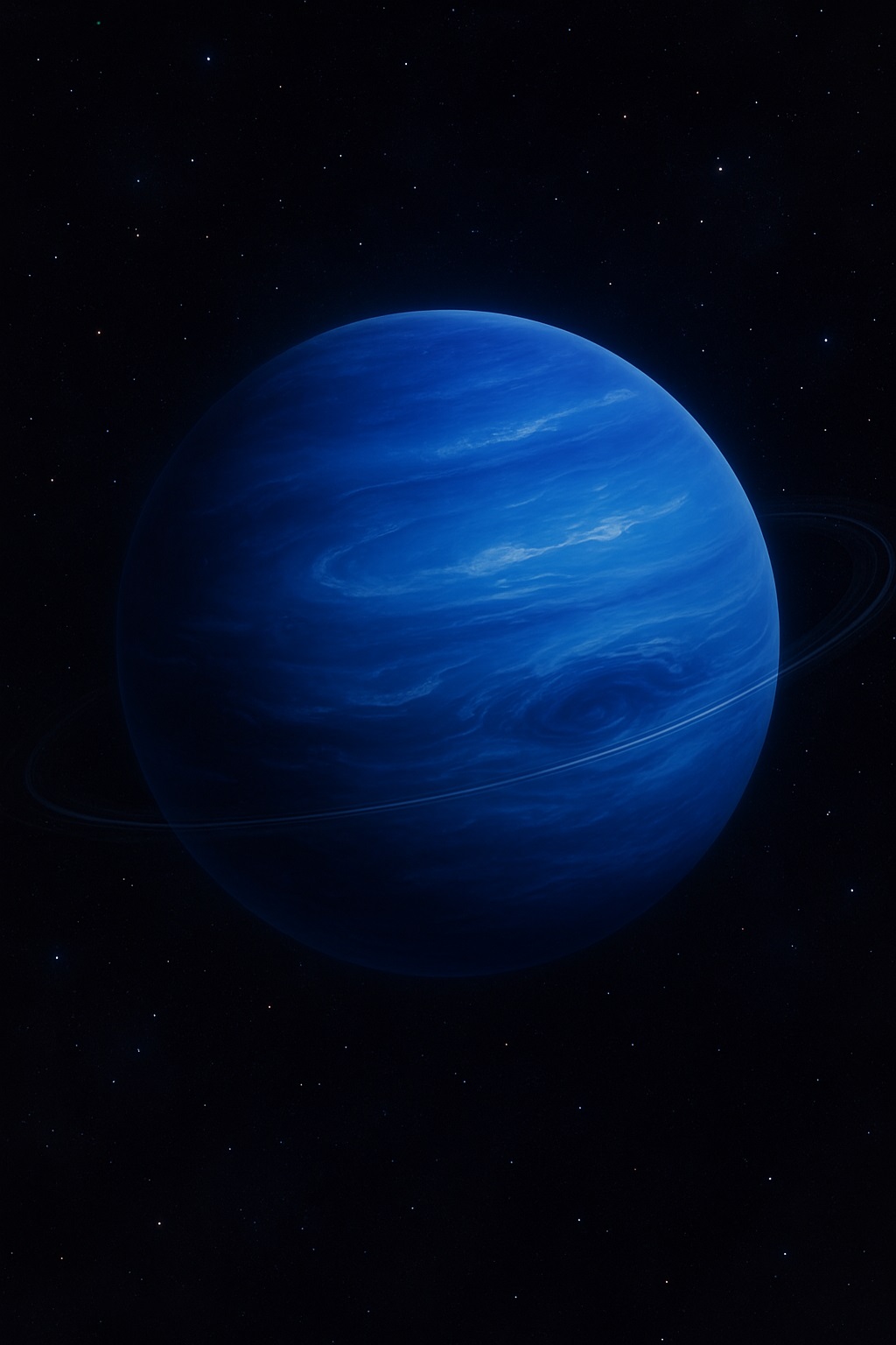 海王星のイメージ、濃い青色のガス惑星