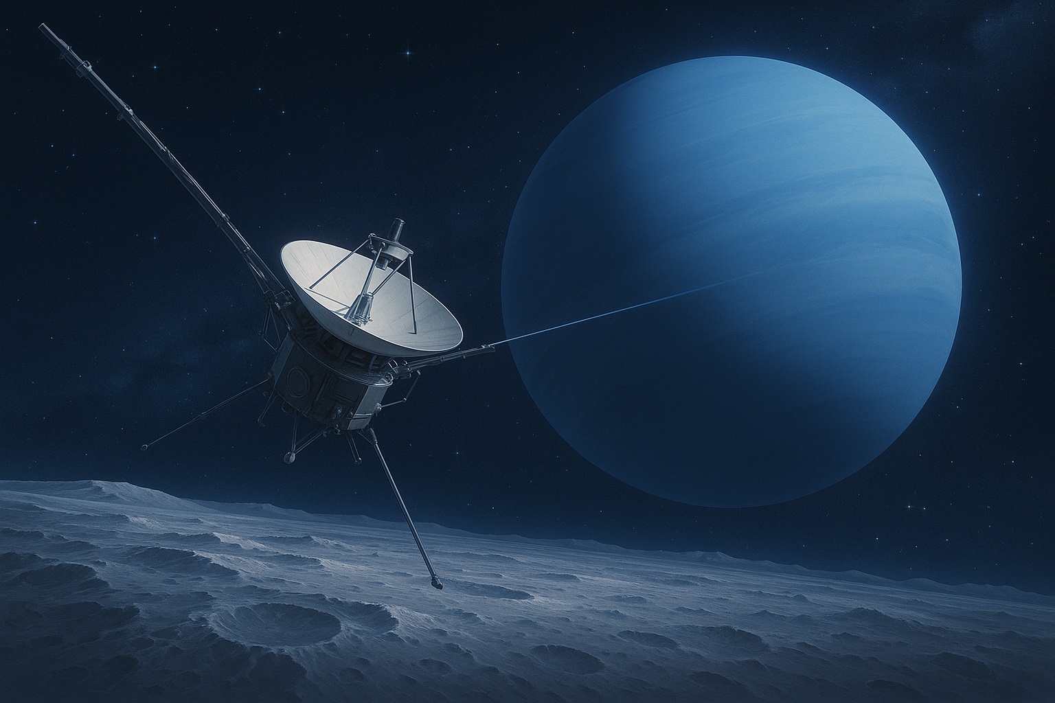 ボイジャー探査機が海王星に接近するイメージ