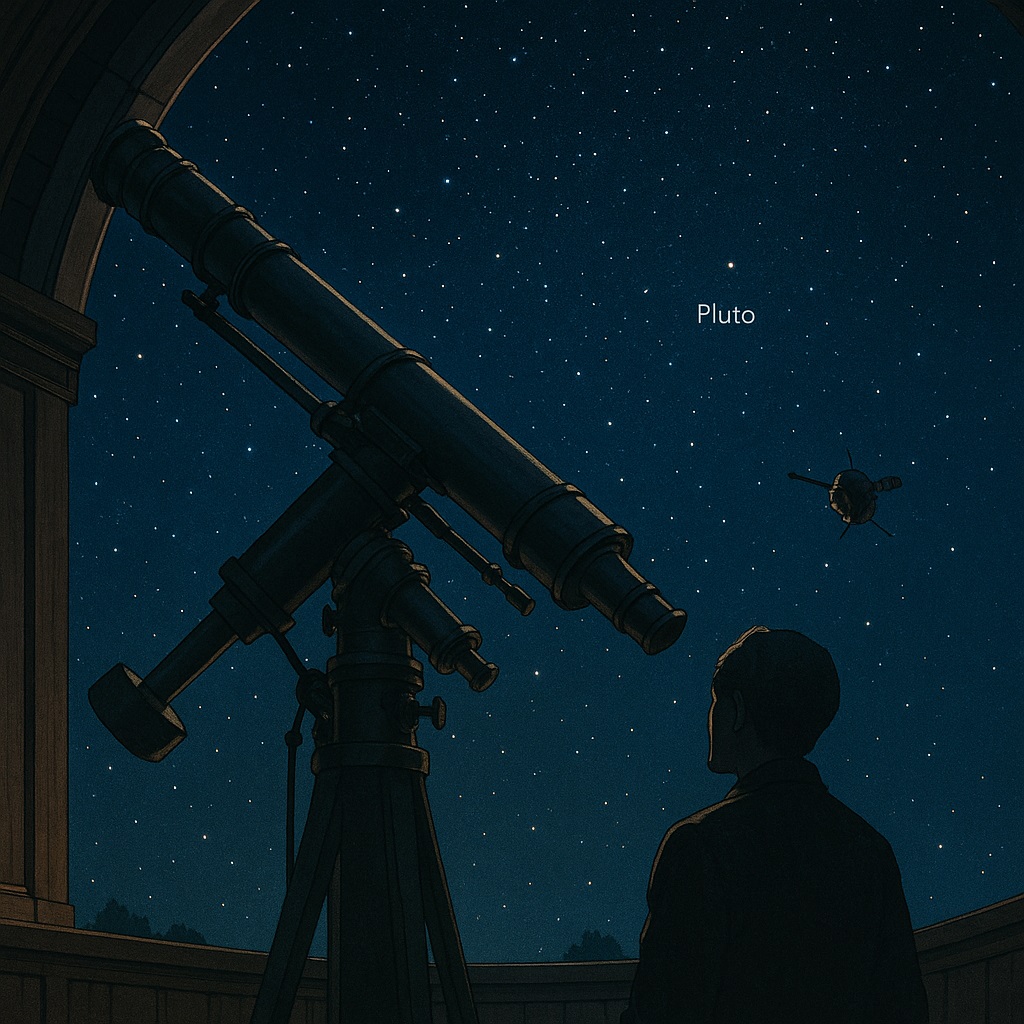 クライド・トンボーが望遠鏡で冥王星を発見する様子