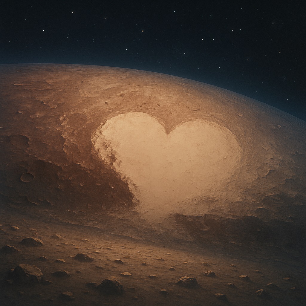 冥王星の地表、ハート形の地形