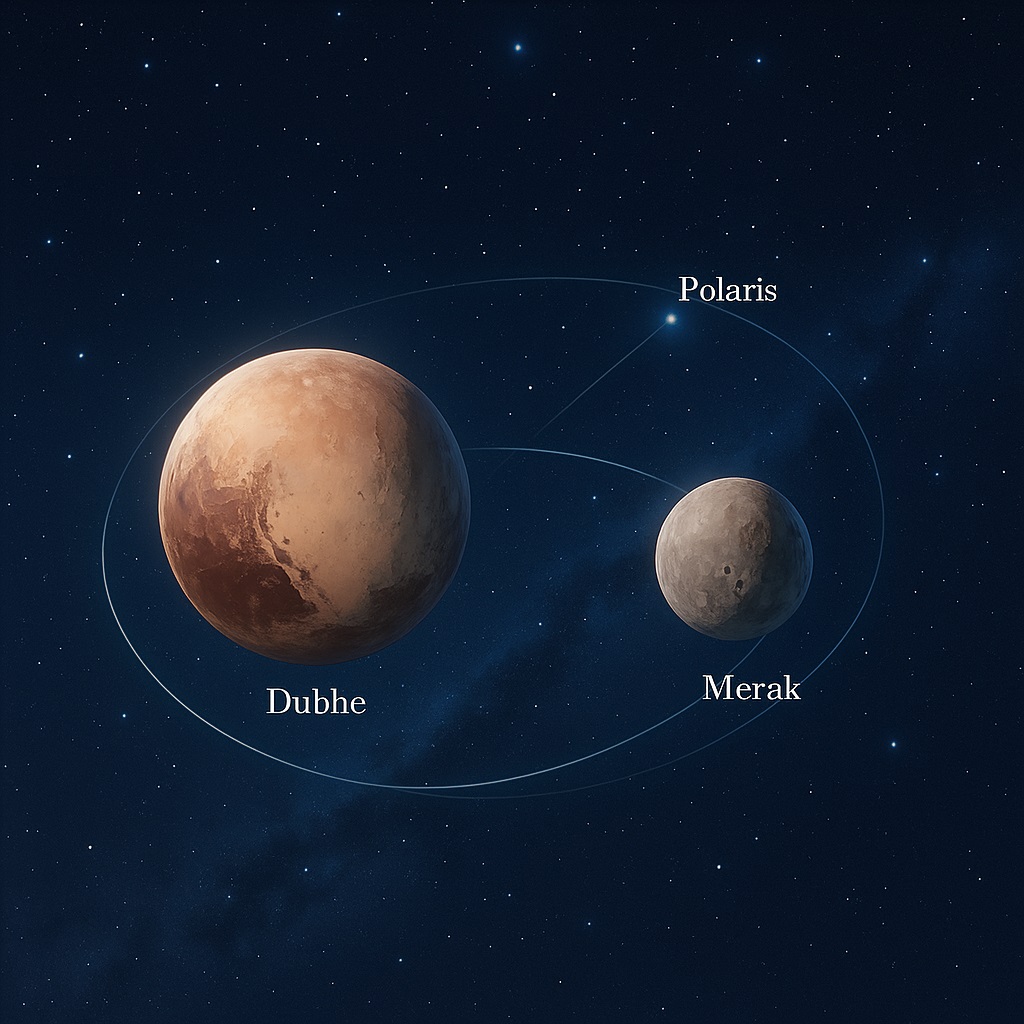冥王星とカロンが互いを回るイメージ