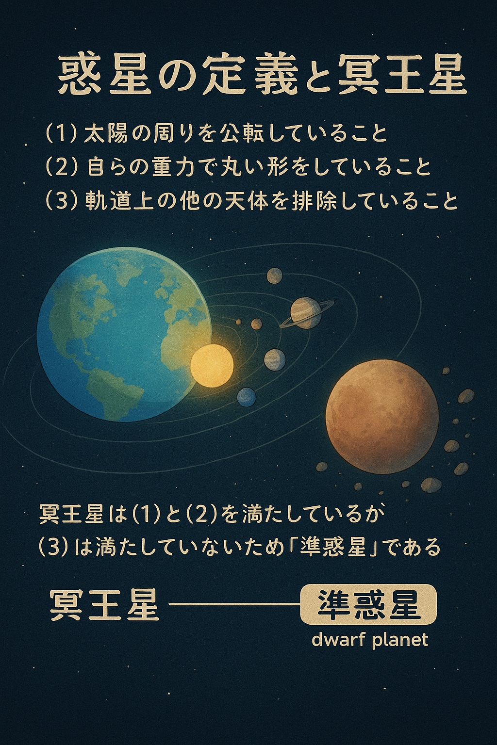 準惑星の定義を説明する図